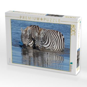 Produktbild: CALVENDO Puzzle Trinkende Zebras | 1000 Teile Lege-Gr&ouml;&szlig;e 64x48cm Foto-Puzzle f&uuml;r gl&uuml;ckliche Stunden