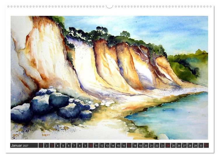 Produktbild: Aquarelle - Fischland-Dar&szlig; (hochwertiger Premium Wandkalender 2027 DIN A2 quer), Kunstdruck in Hochglanz
