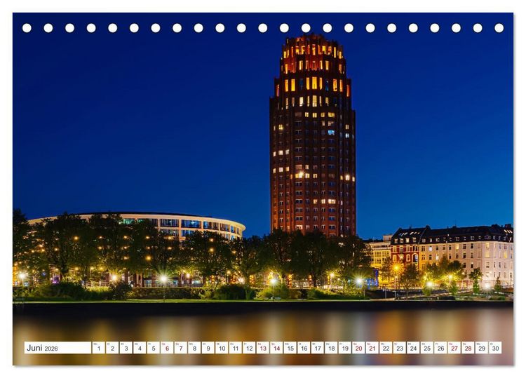 Produktbild: Frankfurt am Main - at night (Tischkalender 2026 DIN A5 quer), CALVENDO Monatskalender
