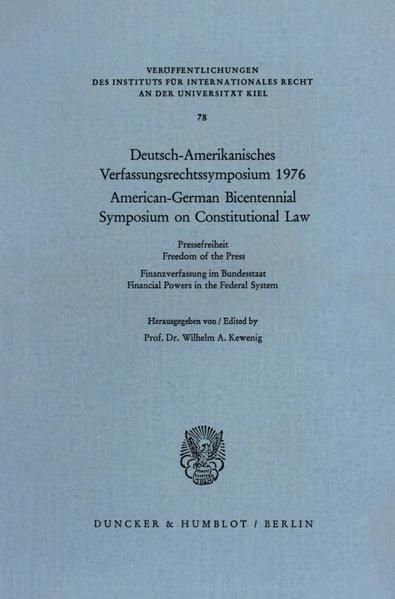 Produktbild: Deutsch-Amerikanisches Verfassungsrechtssymposium 1976.