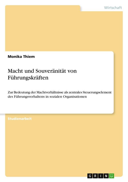 Produktbild: Macht und Souver&auml;nit&auml;t von F&uuml;hrungskr&auml;ften