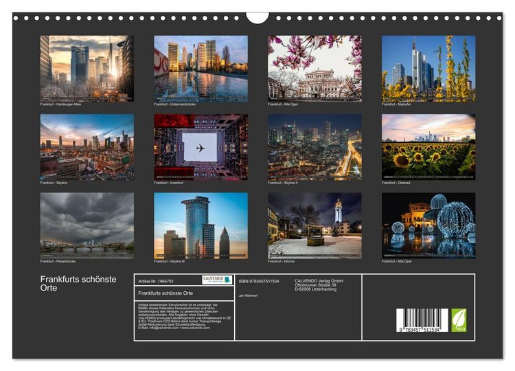 Produktbild: Frankfurts sch&ouml;nste Orte (Wandkalender 2026 DIN A3 quer), CALVENDO Monatskalender