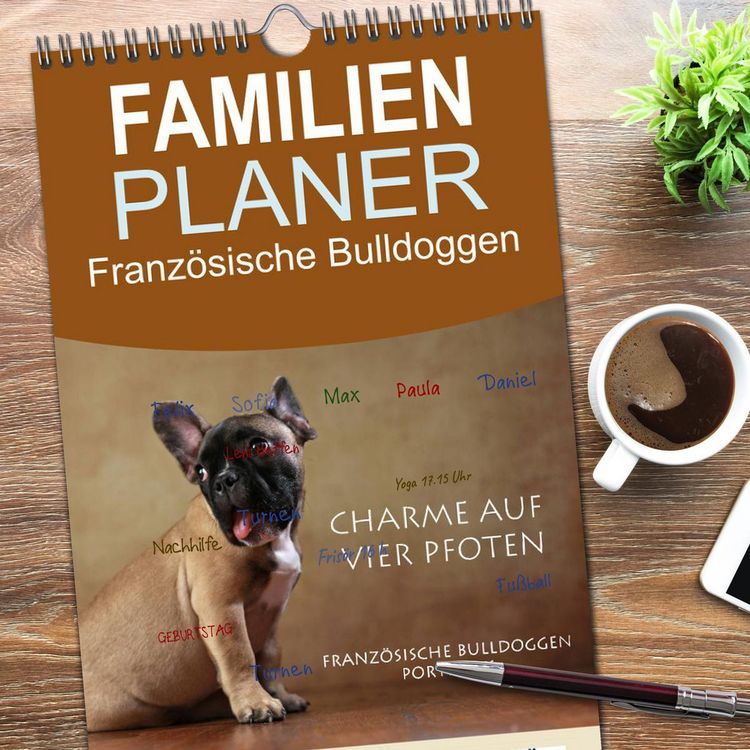 Produktbild: Familienplaner 2026 - Charme auf vier Pfoten - Franz&ouml;sische Bulldoggen Portraits mit 5 Spalten (Wandkalender, 21 x 45 cm) CALVENDO