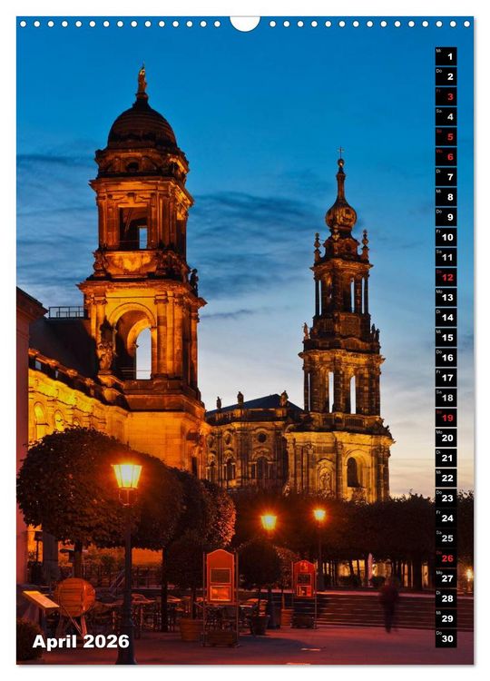 Produktbild: Dresden bei Nacht (Wandkalender 2026 DIN A3 hoch), CALVENDO Monatskalender