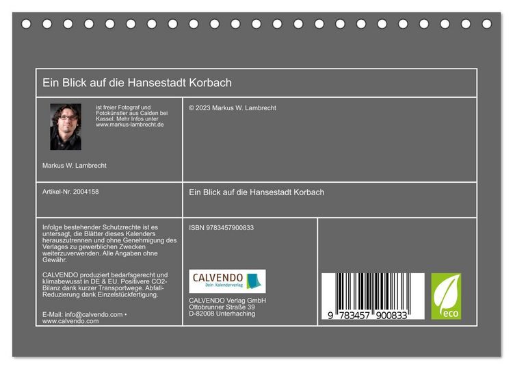 Produktbild: Ein Blick auf die Hansestadt Korbach (Tischkalender 2026 DIN A5 quer), CALVENDO Monatskalender