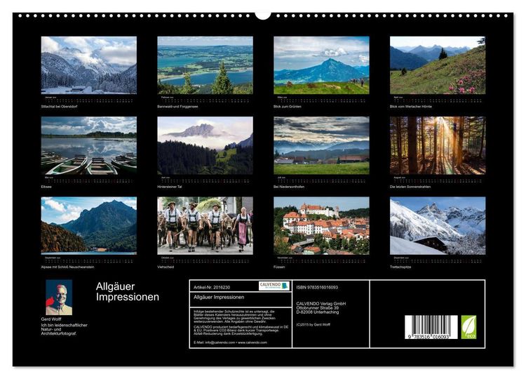 Produktbild: Allg&auml;uer Impressionen (hochwertiger Premium Wandkalender 2026 DIN A2 quer), Kunstdruck in Hochglanz