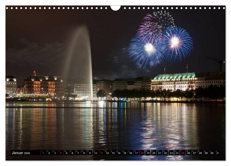 Produktbild: Mein Hamburg - Am sch&ouml;nsten bei Nacht (Wandkalender 2026 DIN A3 quer), CALVENDO Monatskalender