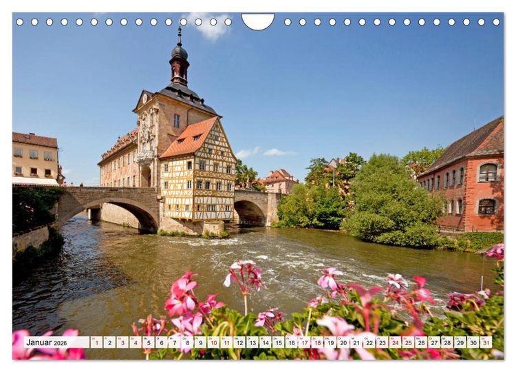 Produktbild: Franken - Bamberg, Bayreuth, Coburg, N&uuml;rnberg, Rothenburg, W&uuml;rzburg (Wandkalender 2026 DIN A4 quer), CALVENDO Monatskalender