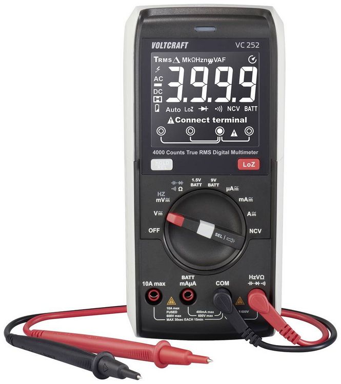 Produktbild: VOLTCRAFT VC252 Hand-Multimeter digital True RMS LoZ CAT III 600V Anzeige (Counts): 4000