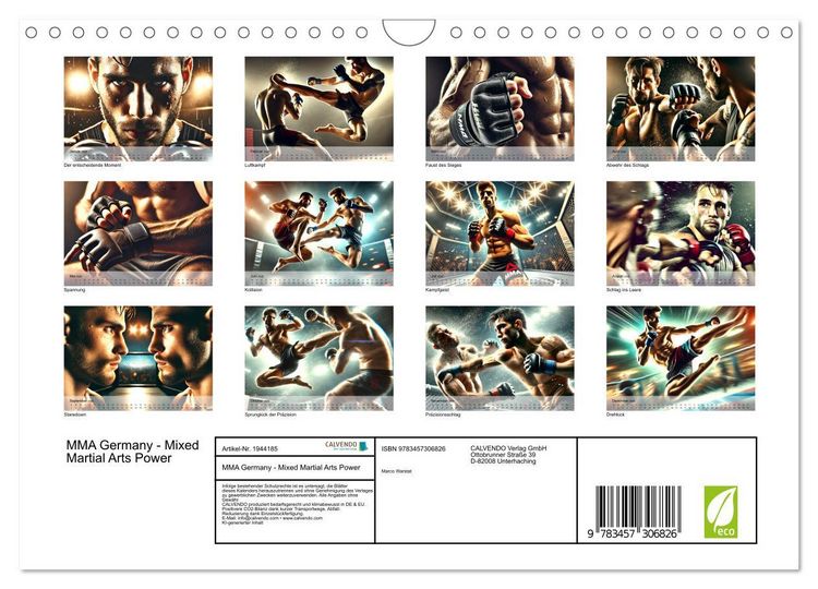Produktbild: MMA Germany - Mixed Martial Arts Power (Wandkalender 2026 DIN A4 quer), CALVENDO Monatskalender