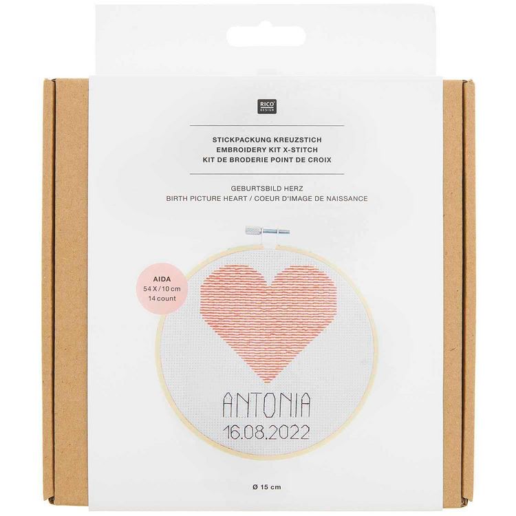 Produktbild: Stickpackung Geburtsbild Herz