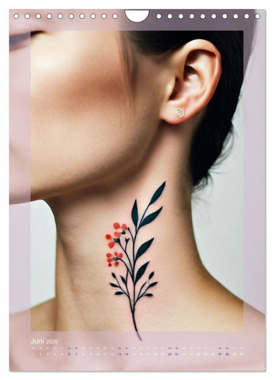 Produktbild: Florale Tattoos Stilvoll und minimalistisch (Wandkalender 2026 DIN A4 hoch), CALVENDO Monatskalender