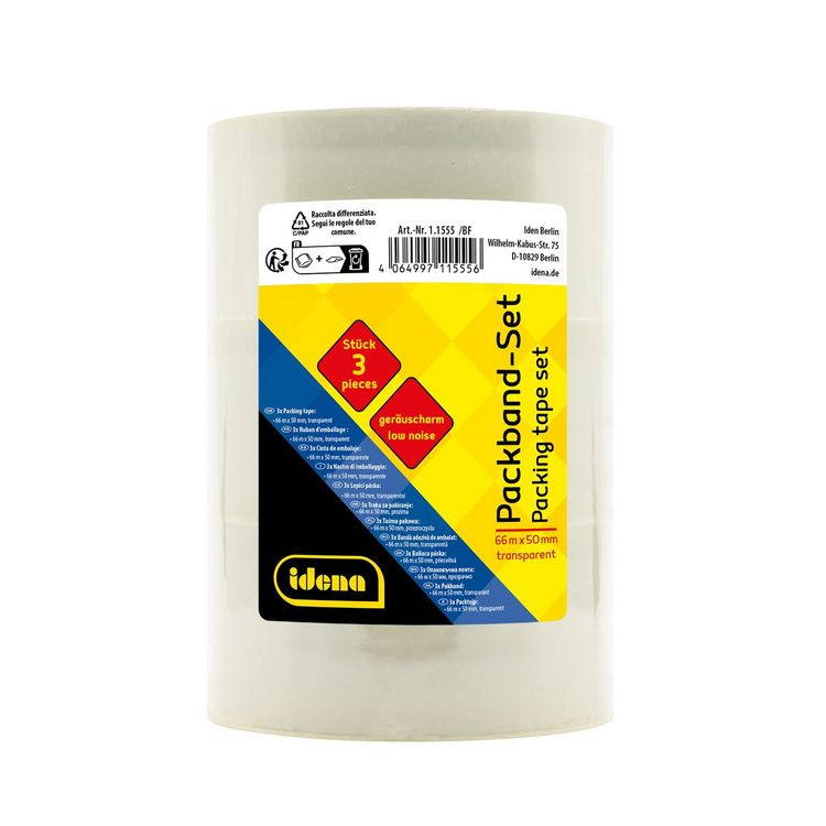 Produktbild: Idena Packband ger&auml;uscharm transparent 5cmx66m 3 St&uuml;ck