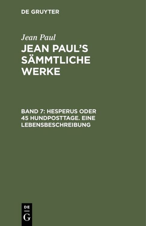 Produktbild: Hesperus oder 45 Hundposttage. Eine Lebensbeschreibung