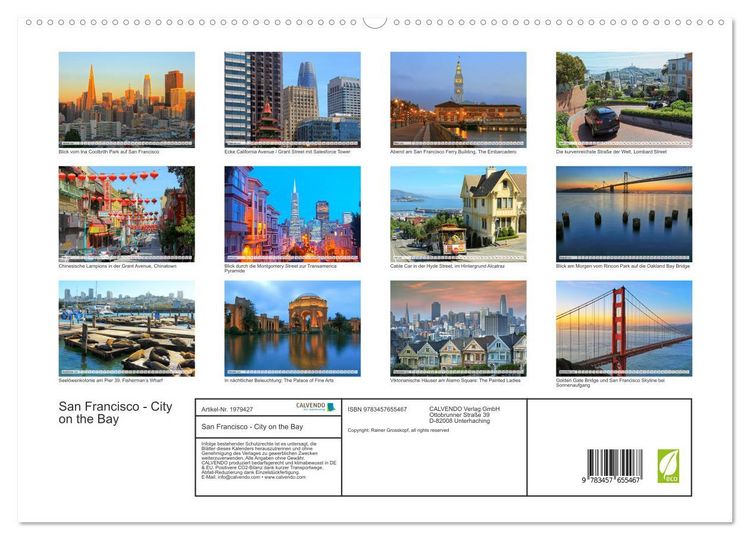 Produktbild: San Francisco - City on the Bay (hochwertiger Premium Wandkalender 2026 DIN A2 quer), Kunstdruck in Hochglanz
