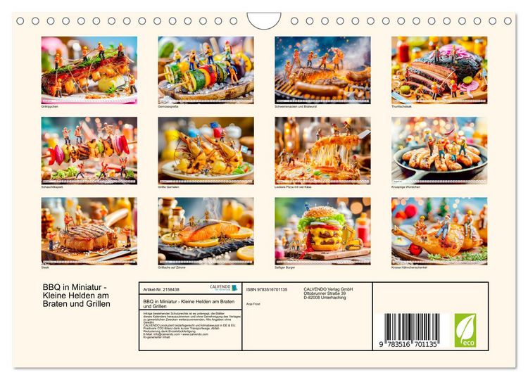 Produktbild: BBQ in Miniatur - Kleine Helden am Braten und Grillen (Wandkalender 2026 DIN A4 quer), CALVENDO Monatskalender