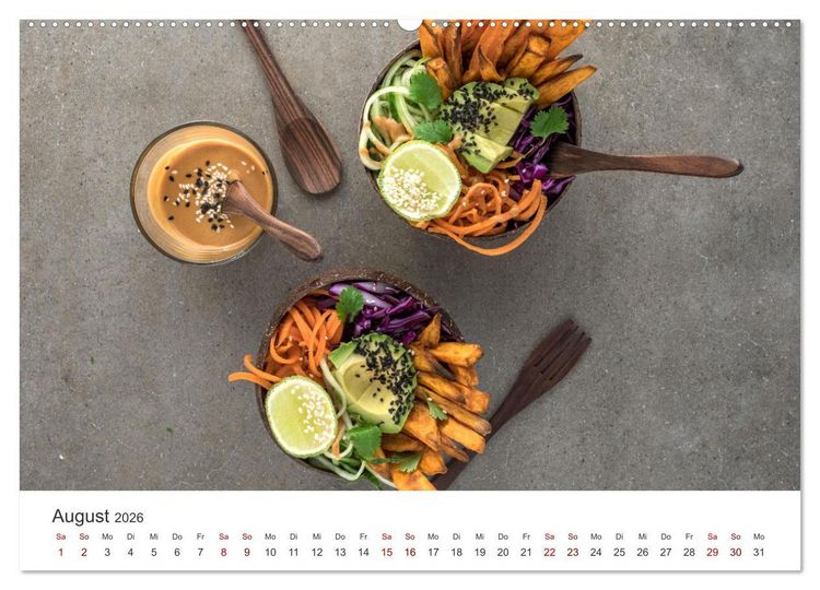 Produktbild: Veganer Essen - Pflanzenbasierte K&ouml;stlichkeiten (Wandkalender 2026 DIN A2 quer), CALVENDO Monatskalender