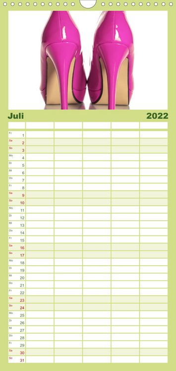 Produktbild: Familienplaner Farbenfrohe High Heels (Wandkalender 2022 , 21 cm x 45 cm, hoch)