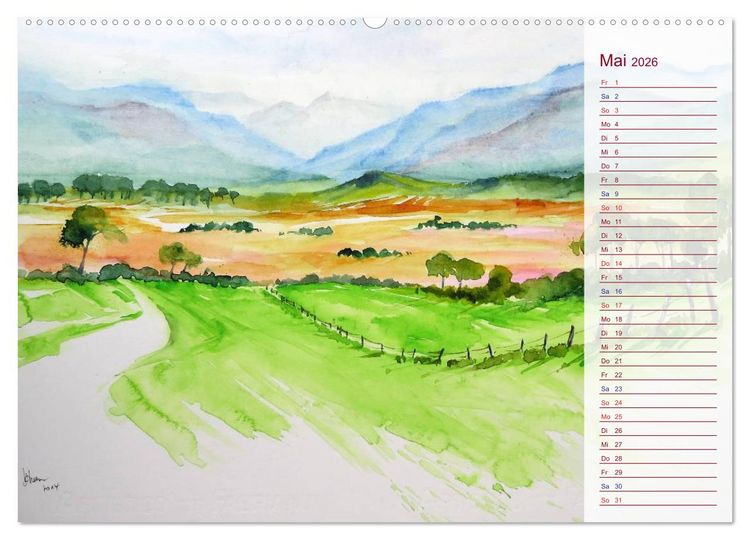 Produktbild: Murnau und das Blaue Land - Aquarelle und Fotografien (Wandkalender 2026 DIN A2 quer), CALVENDO Monatskalender