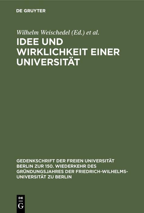 Produktbild: Idee und Wirklichkeit einer Universit&auml;t