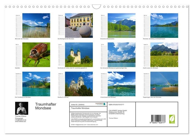 Produktbild: Traumhafter Mondsee (Wandkalender 2026 DIN A3 quer), CALVENDO Monatskalender