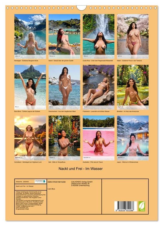 Produktbild: Nackt und Frei - Im Wasser (Wandkalender 2027 DIN A3 hoch), CALVENDO Monatskalender