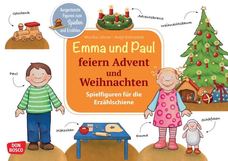 Produktbild: Emma und Paul feiern Advent und Weihnachten. Erz&auml;hlschienen-Figurenset