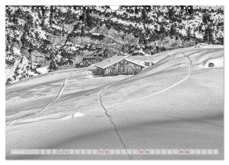 Produktbild: Arlberg black and white (Wandkalender 2026 DIN A3 quer), CALVENDO Monatskalender