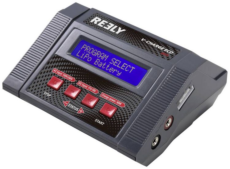 Produktbild: Reely V-Charger ECO 80 Modellbau-Multifunktionsladeger&auml;t 100 V, 240 V, 12 V 10 A Blei, NiMH, NiCd, LiPo, LiIon, LiHV, Blei-Calcium