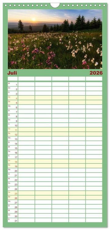 Produktbild: Familienplaner 2026 - Stimmungsvolle Landschaften in Sachsen mit 5 Spalten (Wandkalender, 21 x 45 cm) CALVENDO