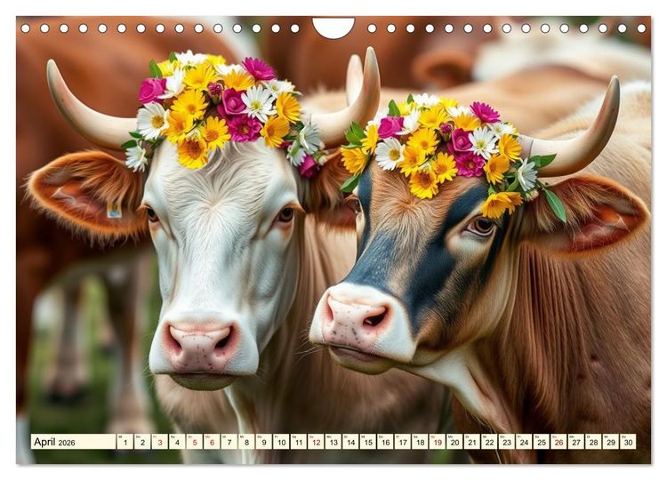 Produktbild: Zauberhaft geschm&uuml;cktes Milchvieh (Wandkalender 2026 DIN A4 quer), CALVENDO Monatskalender
