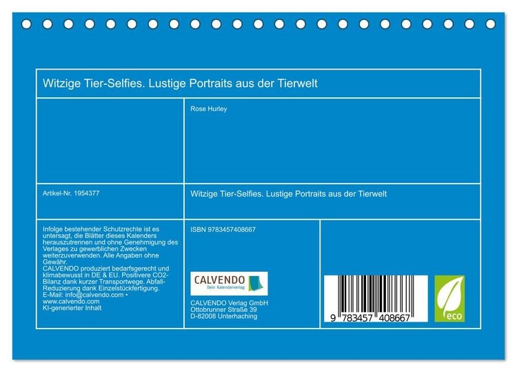 Produktbild: Witzige Tier-Selfies. Lustige Portraits aus der Tierwelt (Tischkalender 2026 DIN A5 quer), CALVENDO Monatskalender