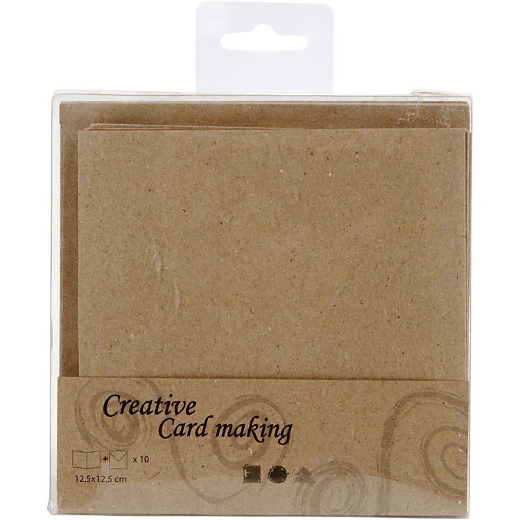 Produktbild: Creativ Company Karten & Kuverts, Kartengr&ouml;&szlig;e 12,5x12,5 cm, Umschlaggr&ouml;&szlig;e 13,5x13,5 cm, Natur, 10er Set