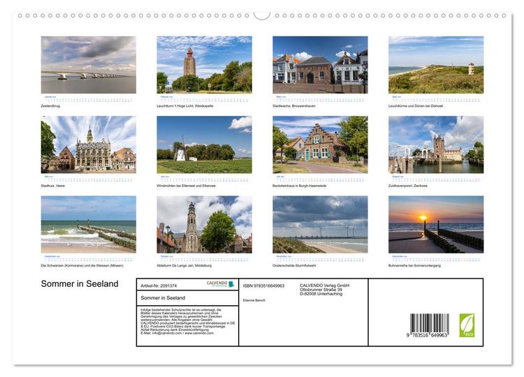 Produktbild: Sommer in Seeland (hochwertiger Premium Wandkalender 2026 DIN A2 quer), Kunstdruck in Hochglanz