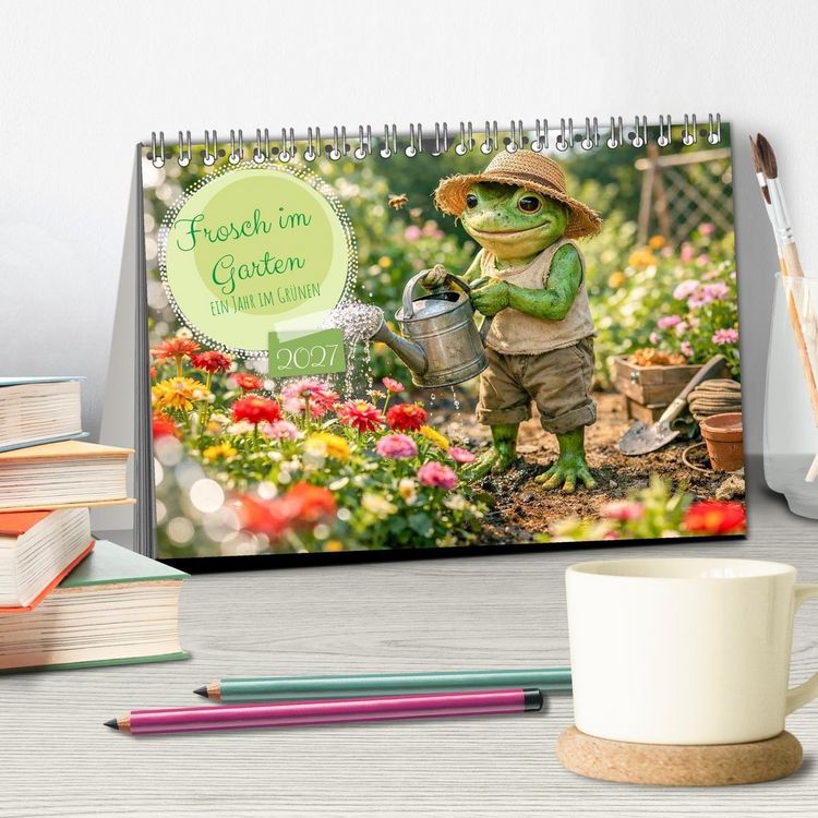 Produktbild: Frosch im Garten (Tischkalender 2027 DIN A5 quer), CALVENDO Monatskalender