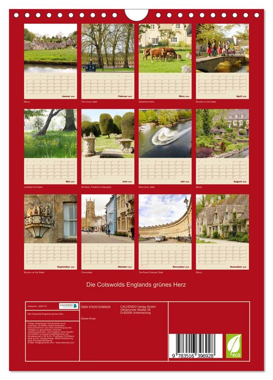 Produktbild: Die Cotswolds Englands gr&uuml;nes Herz (Wandkalender 2026 DIN A4 hoch), CALVENDO Monatskalender