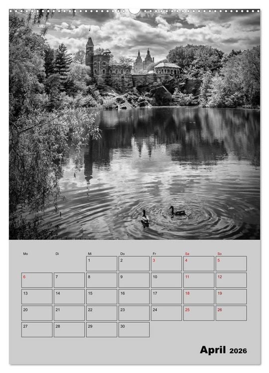 Produktbild: NEW YORK CITY Monochrome Stadtansichten (Wandkalender 2026 DIN A2 hoch), CALVENDO Monatskalender