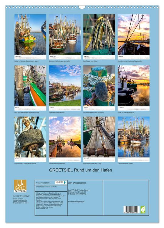 Produktbild: GREETSIEL Rund um den Hafen (Wandkalender 2026 DIN A2 hoch), CALVENDO Monatskalender