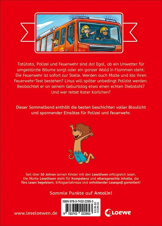 Produktbild: Die sch&ouml;nsten Lesel&ouml;wen-Geschichten zum Lesenlernen - Polizei und Feuerwehr