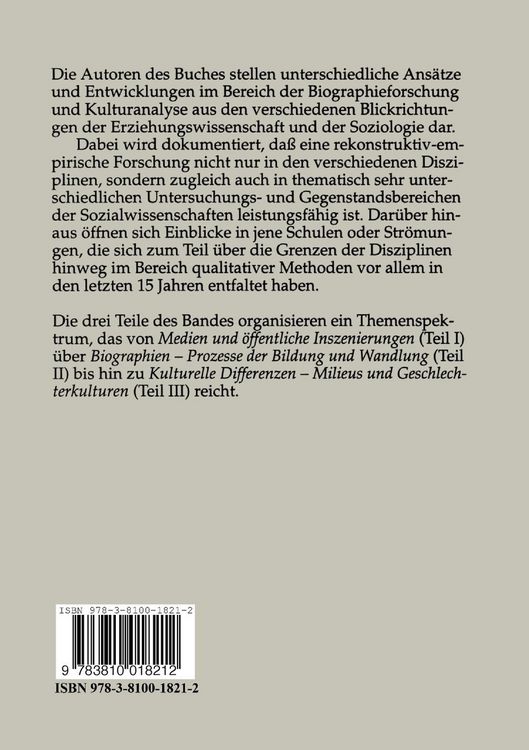 Produktbild: Biographieforschung und Kulturanalyse