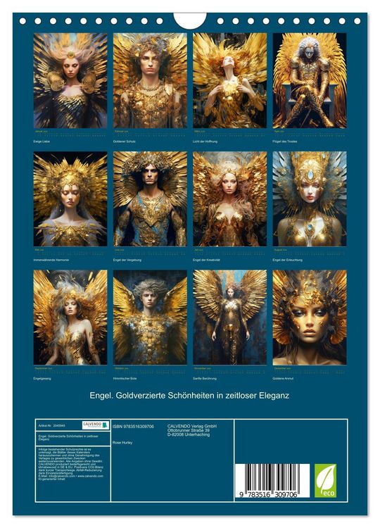 Produktbild: Engel. Goldverzierte Sch&ouml;nheiten in zeitloser Eleganz (Wandkalender 2026 DIN A4 hoch), CALVENDO Monatskalender