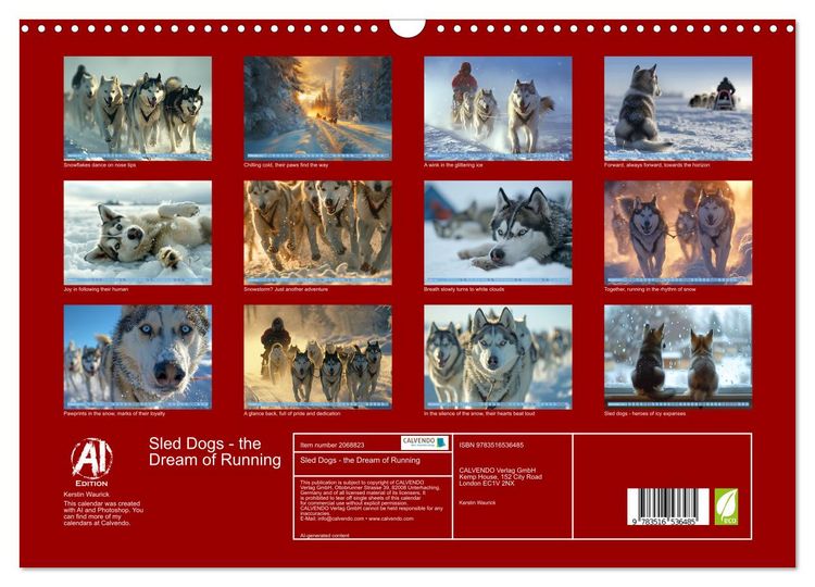 Produktbild: Sled Dogs - the Dream of Running (Wall Calendar 2026 DIN A3 landscape), CALVENDO 12 Month Wall Calendar