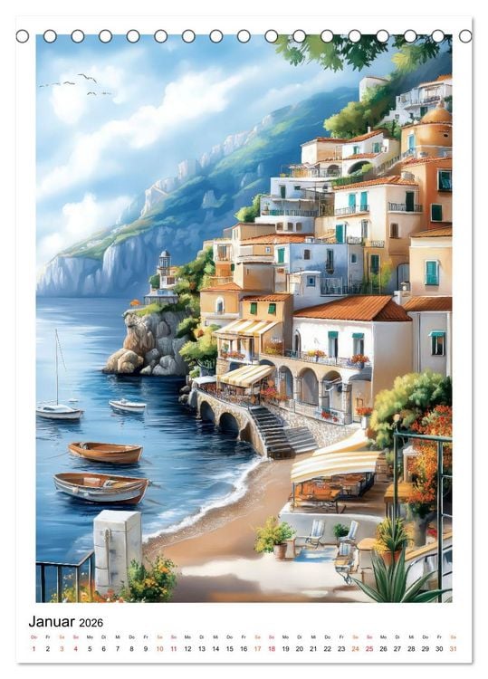 Produktbild: Dolce Vita an der K&uuml;ste von Amalfi (Tischkalender 2026 DIN A5 hoch), CALVENDO Monatskalender