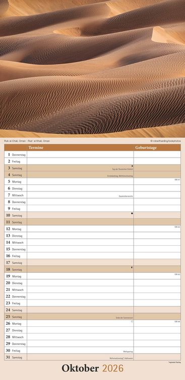 Produktbild: Emotions 2026 - Streifenplaner 22 x45 cm - mit einer Spalte für Eintragungen und einer für Geburtstage - Familienkalender - Familienplaner - Achtsamke
