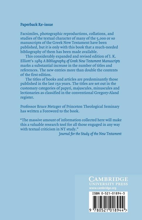 Produktbild: A Bibliography of Greek New Testament Manuscripts