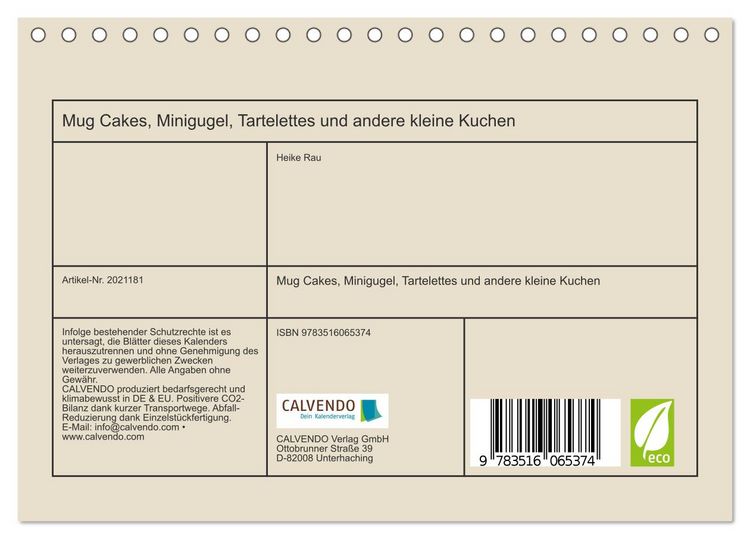 Produktbild: Mug Cakes, Minigugel, Tartelettes und andere kleine Kuchen (Tischkalender 2026 DIN A5 quer), CALVENDO Monatskalender