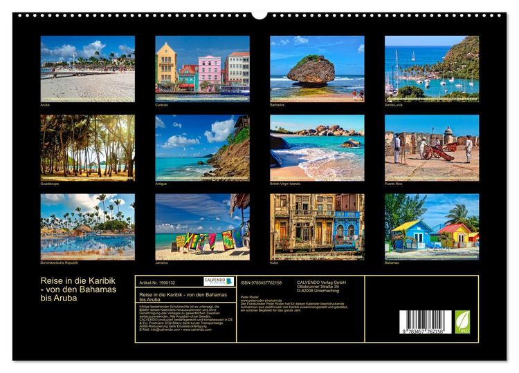 Produktbild: Reise in die Karibik - von den Bahamas bis Aruba (hochwertiger Premium Wandkalender 2026 DIN A2 quer), Kunstdruck in Hochglanz
