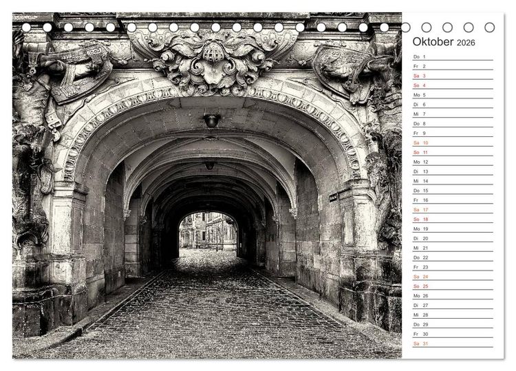 Produktbild: Dresden Schwarz-Wei&szlig; (Tischkalender 2026 DIN A5 quer), CALVENDO Monatskalender