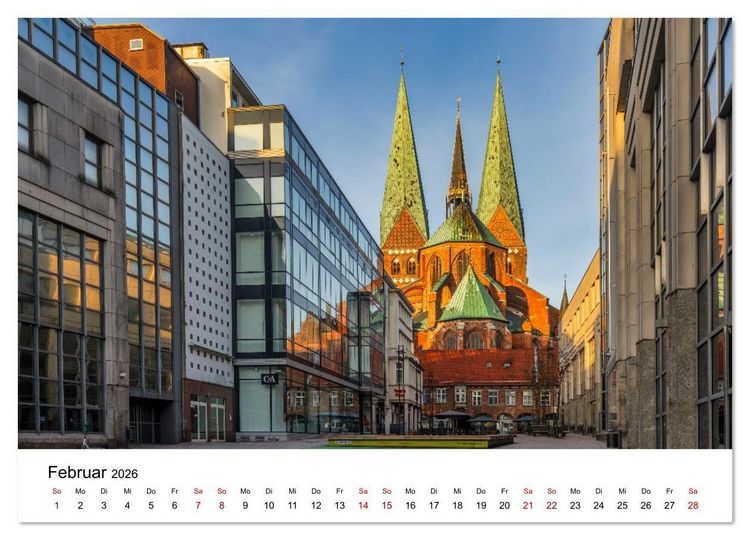 Produktbild: L&uuml;beck &ndash; Im Licht der Zeit (Wandkalender 2026 DIN A2 quer), CALVENDO Monatskalender