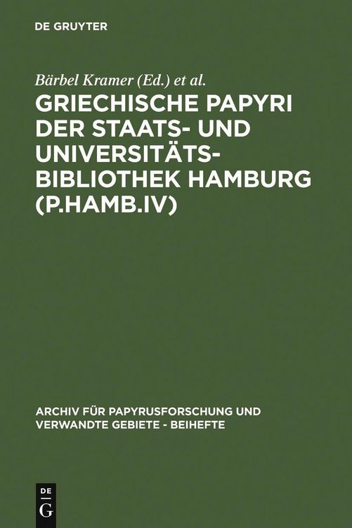 Produktbild: Griechische Papyri der Staats- und Universit&auml;tsbibliothek Hamburg (P.Hamb.IV)